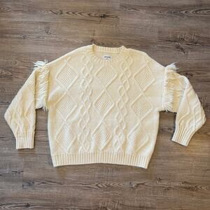 American Eagle Women's size Large Cream Cable Knit Soft Sweater Chunky Fisherman